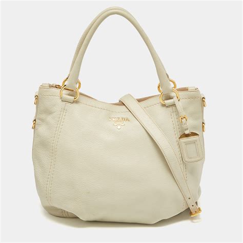 prada tote convertible shopping vitello daino leather talco off white|Prada vitello daino leather tote.